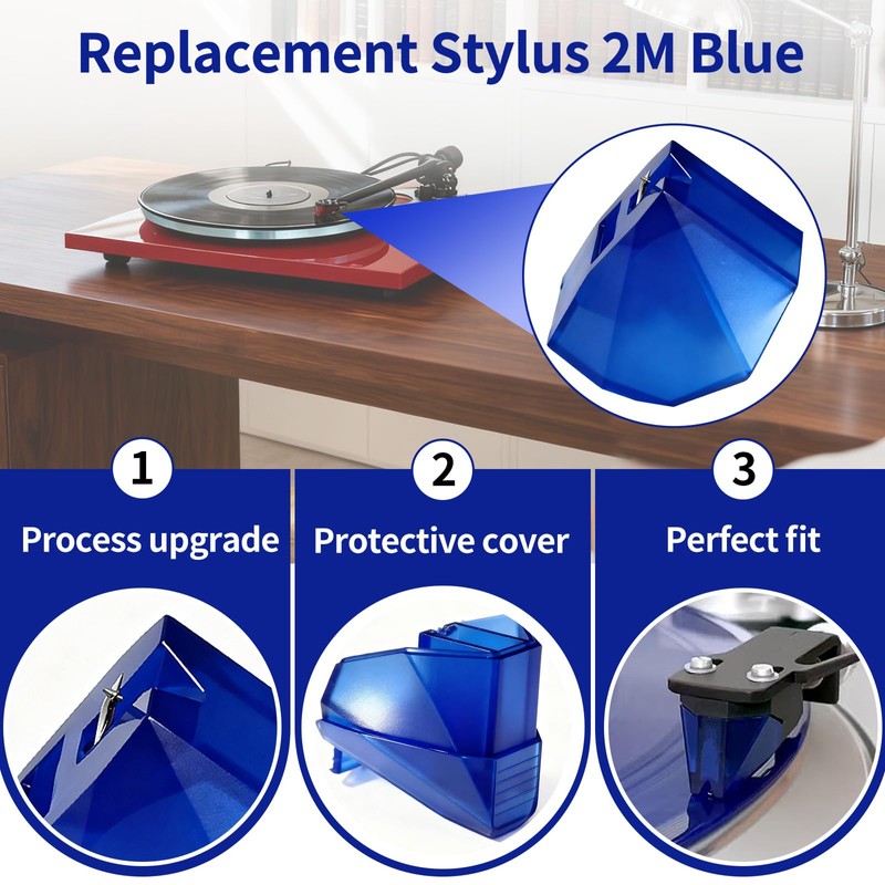 Replacement Stylus 2M Blue Compatible with Ortofon Fluance Rt83 Rt84