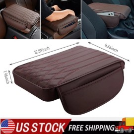 Unbranded US Car Center Console Cover Leather Car Armrest Cover Cushion with Storage Bags