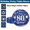 16Pcs Navy Blue 80th Birthday Paper Plates 9inch for Party