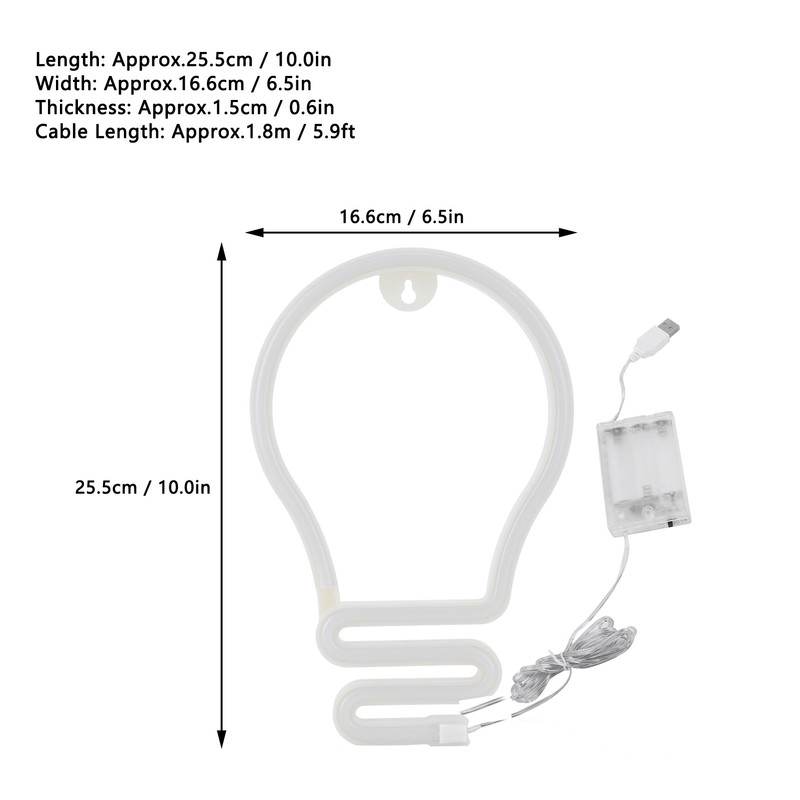 Bulb Shape Neon Light LED Sign for Wall Decor Party