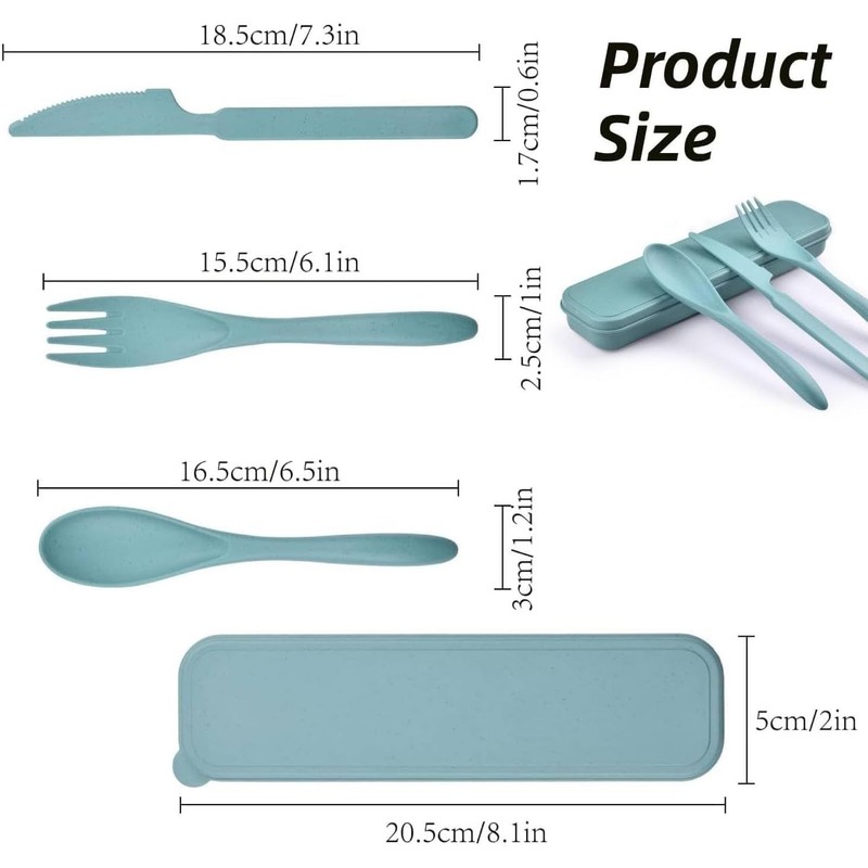 2 Sets Portable Reusable Cutlery Set with Case – Eco-Friendly