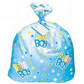 Extra-Large Blue Polka Dots Gift Bag for Baby Shower - 44" x 36" (1 Pc) - Ideal for Grand Gifts & Bundles.