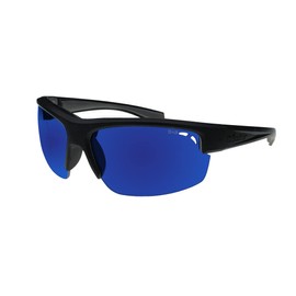 BOMBER Polarized Safety Sunglasses, Collection: Reggie Bomb, Matte Black Frame/Blue Mirror Polarized Lens with Non-Slip Foam Lining - RG111BM
