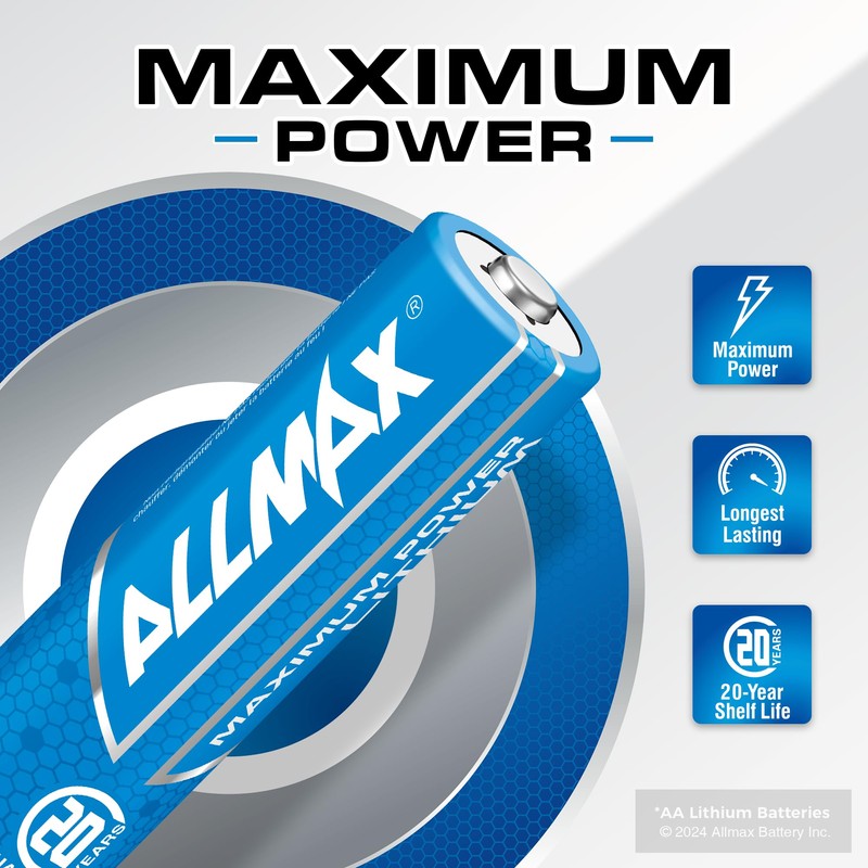 Allmax AA Lithium Batteries (16 Count) – Longest Lasting, Leakproof,