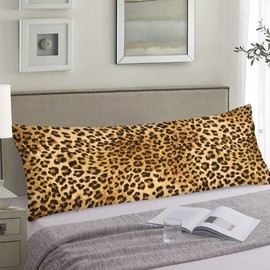 Leopard Print Body Pillow Cover,Cheetah Print Decorative Pillow Cases,Cheetah Safari Wild Animals Tiger Skin Texure Soft Cushion Long Pillowcase with Zipper Bedding Pillow Case for Bedroom,20"x54"