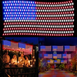 DDMY American Flag Lights Waterproof Flag Net Light of The United States with 420 Super Bright LEDs, Flag Light for Memorial Day/4th of July Independence Day Decoration/Labour Day/Yard/Garden/Party