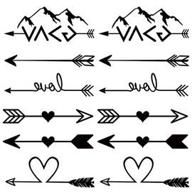 Oottati 2 Sheets Small Tiny Temporary Tattoo Stickers Arrow Heart Mountain Love Totem