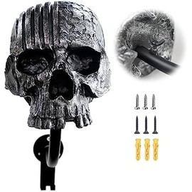 Helmet Holder,Skull Helmet Holder Wall Mount Helmet Rack with 2 Hooks Helmet Hanger for Coats,Caps,Baseballs,Rugby Helmet,Motorcycle Accessories