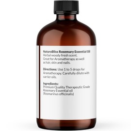 NaturoBliss 100% Pure Rosemary Essential Oil Therapeutic Grade Premium Quality (4 fl. oz) with Glass Dropper, Perfect for Aromatherapy