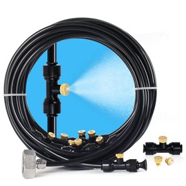 Bonviee Misters for Outside Patio, 26FT (8M) Patio Misting System, Outdoor Misters for Patio Cooling, 7 Brass Mist Nozzles, 3/4" Adapter, DIY Water Misters for Cooling Outdoor Garden Greenhouse
