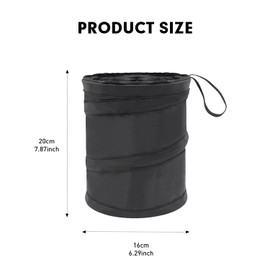 Car Rubbish Bin, Foldable Car Waste Bin, Portable Folding Car Rubbish Bin, Foldable Car Waste Bin, Portable Car Bin for Hanging, for Car, Camping, Travel, Black