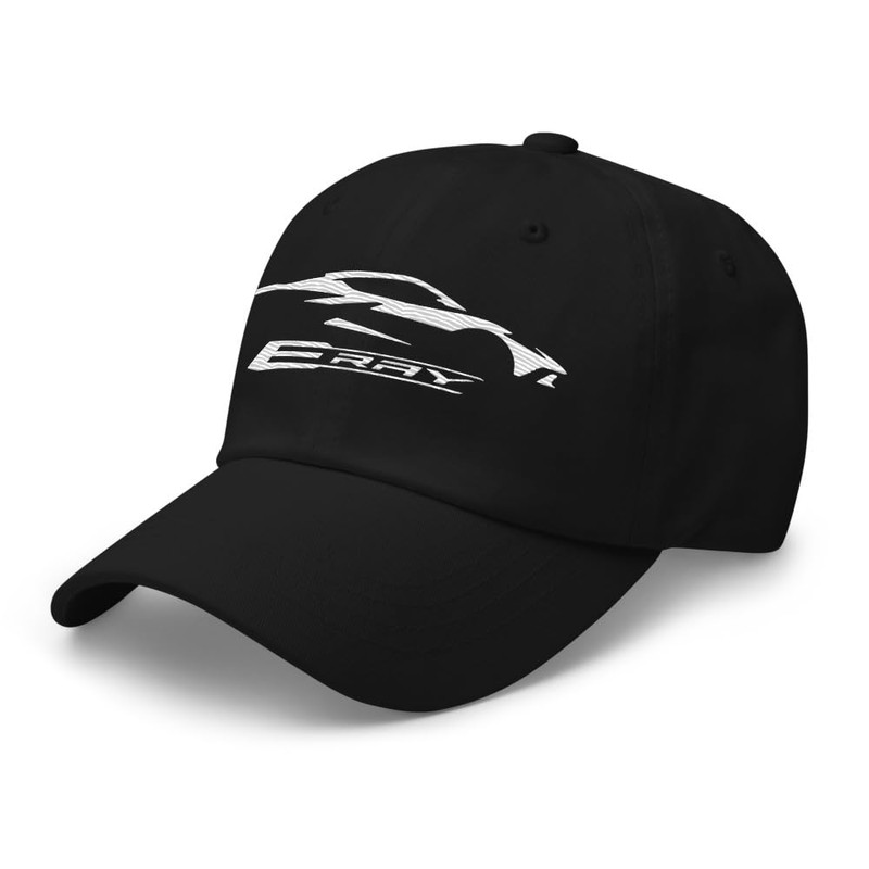 Sports Car C8 E-Ray Silhouette Dad hat Black