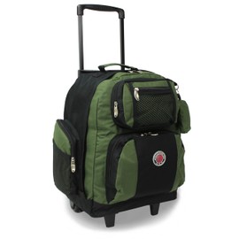 World Traveler Transworld 22-Inch Carry-On Rolling Backpack, Olive