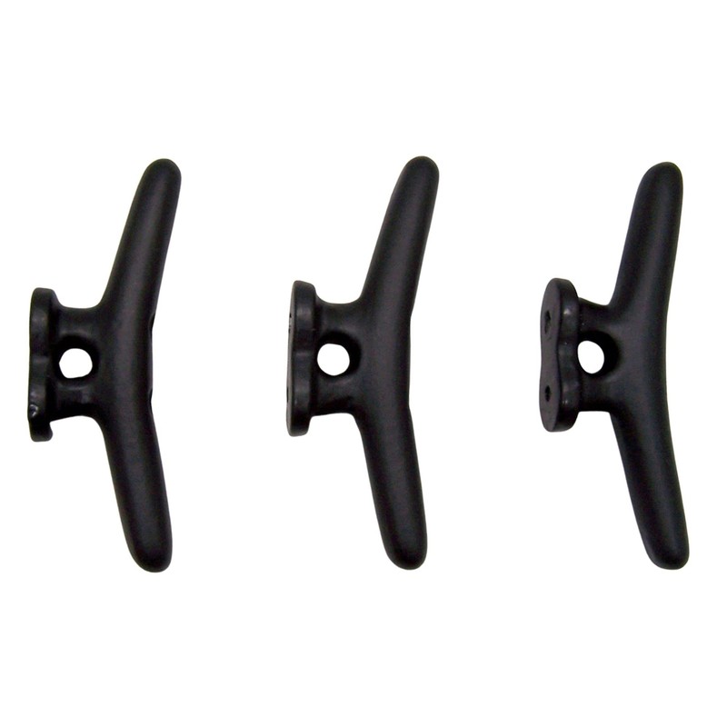 Rustic Weathered Black Cast Iron Boat Cleat Wall Hooks, Nautical