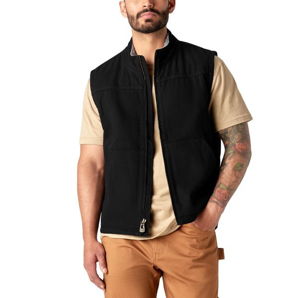 Duck Canvas High Pile Fleece Lined Vest, RINSED BLACK, L