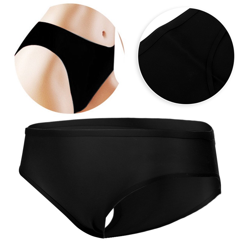 Silicone Elastic Female Swimming Trunks Waterproof Antibacterial Swimming TrunksBlack