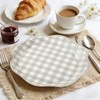 60Pcs Fall Gingham Paper Plates, Light Gray, 7 Inch