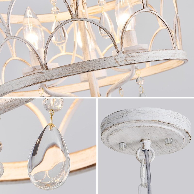 Uiimeces Small Crystal Chandelier, Modern Crystal Chandelier for Dining Room,