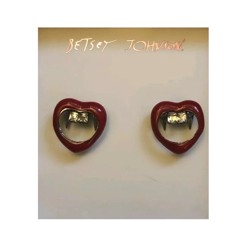 Betsey Johnson Glampire Vampire Lips Red Stud Earrings