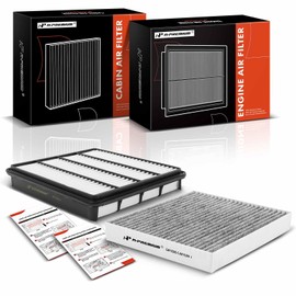 A-Premium 2-PC Engine & Cabin Air Filter with Activated Carbon Compatible with Toyota Tundra 2007-2021, Sequoia 2008-2017, Land Cruiser 2008-2011/2013-2021 & Lexus LX570 2008-2011/2013-2021, 4.7L 5.7L