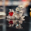 H&D HYALINE & DORA Red Heart Decor Crystal Mother&Baby Bears