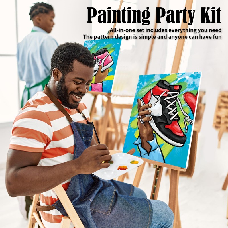 VOCHIC 2 Pack Couples Paint Party Kits Pre Drawn Canvas