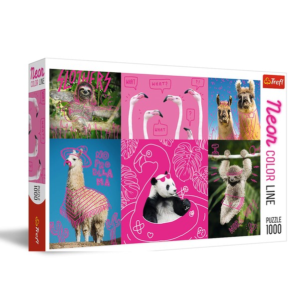TREFL 1000 Piece Jigsaw Puzzles, Crazy Animals, Silly Animals, Panda, Llama, Sloth, Flamingo, Adult Puzzles, Trefl 10594