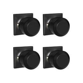 Haidms 4 Pack Black Dummy Door Knob Closet Door Knobs, Matte Black Interior Door Knob Single Side, Rectangle Panel