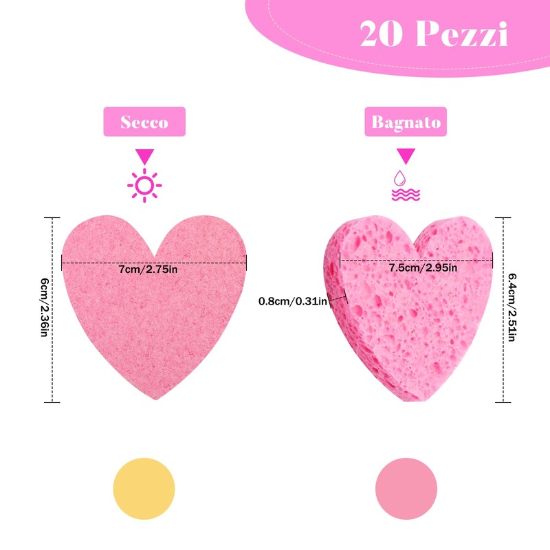 Scettar 20 Pieces Facial Cleansing Sponges Compressed Face Sponges Heart