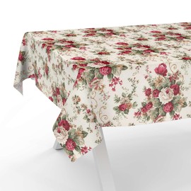 Fabric Tablecloth Washable Table Linen Tablecloth Cotton Polyester Roses 100 x 140 cm Indoor / Outdoor Tablecloth