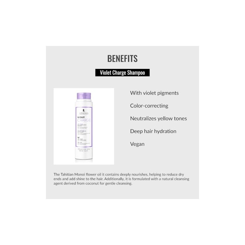 Lendan Violet Charge Anti-Yellow Neutralizing Toning Shampoo with Violet Pigments,