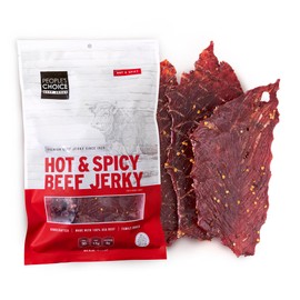 People's Choice Beef Jerky Big Slab - Whole Muscle, Thin-Sliced, 9g Protein - Hot & Spicy, 19.2 oz, 15 Ct