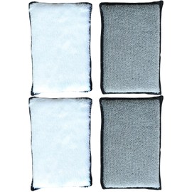 4 Pcs Car Scrubbing Sponge,Double Sided Velvet Towel, Car Washing Sponge,Scrubber Detailing Pads,Durable,Soft,Strong Water Absorption and Elasticity,for Wiping Car Seats,Leather Cleaning(White/Grey)