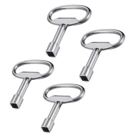 GSKQCRPR Pack of 4 Control Cabinet Keys, Multi-Purpose Mini Drawer Keys Made of Electric Cabinet Key, Zinc Alloy Water Meter Box, Security Key Slotted (Silver)
