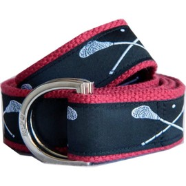 Black and White Lacrosse Ribbon D-Ring Belt Polished Steel D-Ring 40 Light Blue