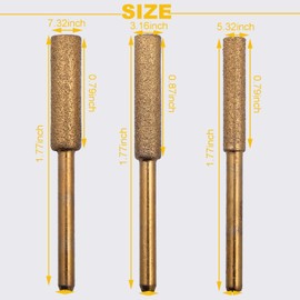 AOKLIT 21 pcs Diamond Chainsaw Sharpener 1/8" Shank,Titanium Plated Burr Stone File in 3 Size Diamond Sharpening Wheels Chainsaw File for Electric Chain Saw. (5/32 inch, 3/16 inch, 7/32 inch)