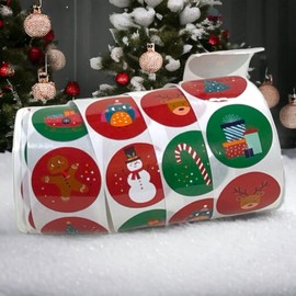 MIJOMA Christmas Sticker Set, Christmas Stickers, 360 Pieces, Diameter 25 mm, Round Stickers, 8 Different, Loving Christmas Motifs, Ideal for Gifts, Decoration and Crafts