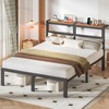 ChicZhiNest Full Black Bed Frames with Charging Station and LED