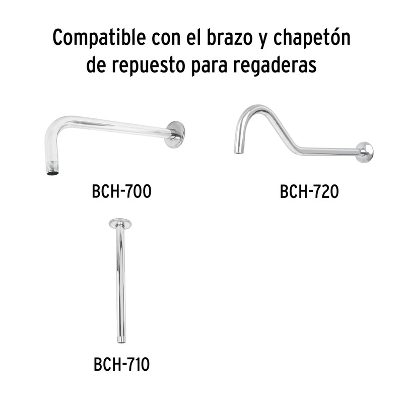 Foset Element R-206SN, Regadera de latón, 6", sin brazo, satinado,