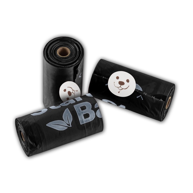 Starchly 120 Bags (8 Rolls of 15) Black Eco-Friendly Leak