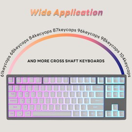 IOAOI Pudding Keycaps, PBT Keyboard Keycaps 129 Keys Set Custom Keycap Set, Shine Through Keycaps OEM Profile, Universal Compatiability for 100%, 75%, 65%, 60% MX-stem Switches Keyboards - Gray