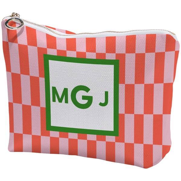 Personalization Universe Bright Check Monogram Personalized Makeup Bag