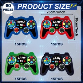 60PCS Video Game Party Paper Plates Video Game Birthday Party Supplies Colorful Gaming Controller Dessert Plates Disposable Level Up Tableware for Guests Gaming Theme Birthday Decorations