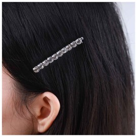 Allereyae Rhinestone Wedding Hair Clip Barrette Crystal Hairpins Barrette Silver CZ Bling Bridal Headpieces Decorative Head Clip Headwear Bridal Hair Accessories for Women (Style 1)