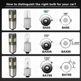 Eluseastar BAX9S H6W LED Bulbs White 6000K 12V-24V 15LED SMD4014 Canbus Error Free with Projector For Car Sidelights Backup Interior Light and More