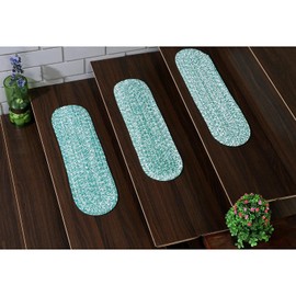 Super Area Rugs Farmhouse Braided Rug Cotton Kitchen Reversible Carpet Light Green & White, 8" X 28" - Single Stair Tread