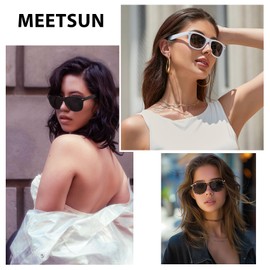 MEETSUN Polarized Sunglasses for Women Men Classic Retro Sun Glasses for Driving UV400 (3 Pack) White Shades