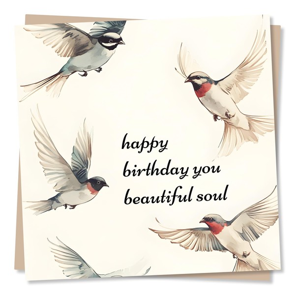 Beautiful Birds Birthday Card - Happy Birthday You Beautiful Soul