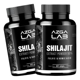 Shilajit 60 Cps 500 mg  2 Piezas Azga Lab  Potencia la Energa, Resistencia y Vitalidad  Apoya el Bienestar Fsico y Mental  Desintoxicante Natural y...