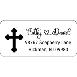 Atelier Elegance Custom Address Labels, Any Name, Any Address, Cross, Heart